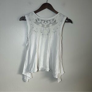 Free People Lace Inset Tank Top White XS